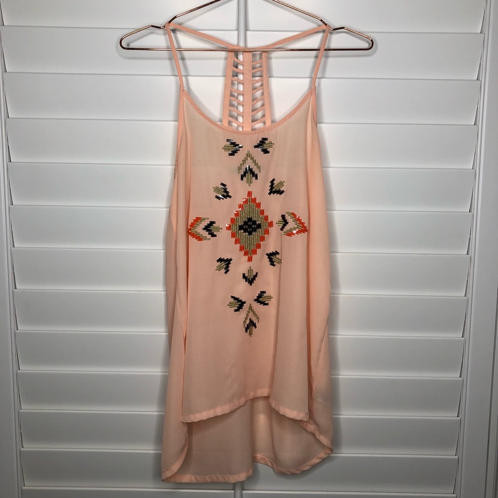 Beaded gel cutout tank top